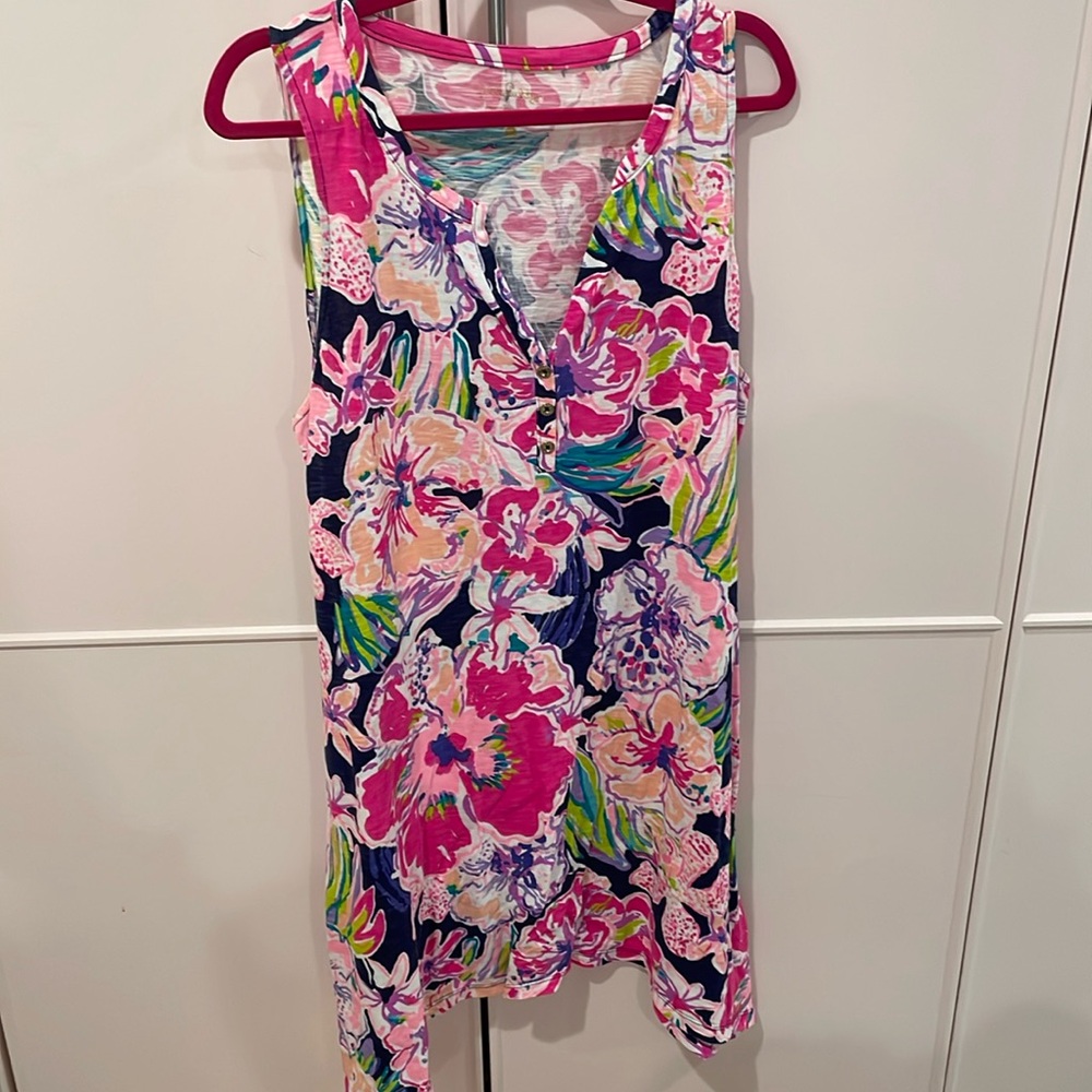 Lilly Pulitzer Asymmetric Hem Henley Dress XL